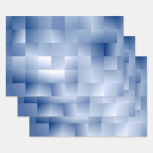 Dromerige blauwe tinten in een vierkant patroon inpakpapier vel