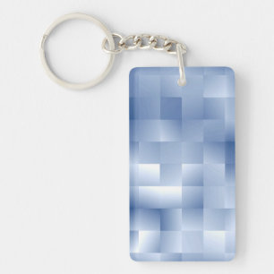 Dromerige blauwe tinten in een vierkant patroon sleutelhanger