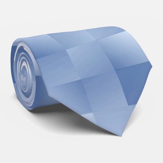 Dromerige blauwe tinten in een vierkant patroon stropdas (Opgerold)
