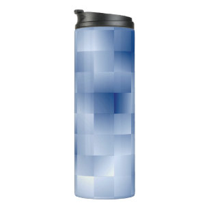 Dromerige blauwe tinten in een vierkant patroon thermosbeker