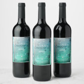 Dromerige Blauwgroen Zilveren Winter Wonderland Ke Wijn Etiket (Flessen)