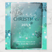 Dromerige Blauwgroen Zilveren Winter Wonderland Ke Wijn Etiket (Enkel label)