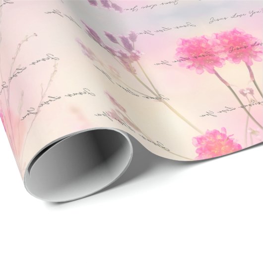 Dromerige bloem Jezus houdt van je Cadeaupapier (Rol Hoek)