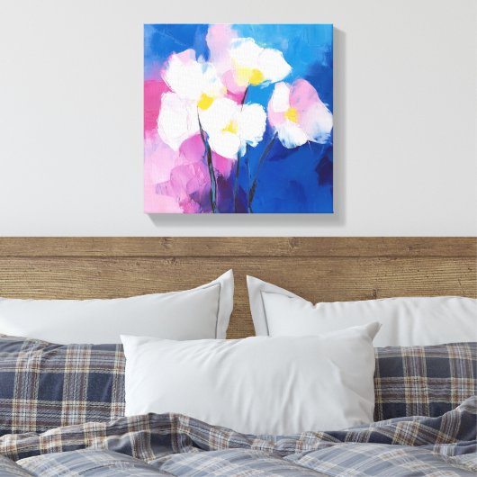 Dromerige bloemblaadjes - Abstracte Floral Canvas  Afdruk (Insitu (Slaapkamer))