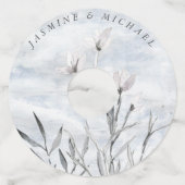 Dromerige Bloemblauw ⎢Trouwwijnglas Labels (Voorkant)