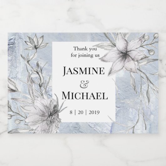 Dromerige Bloemen | Bruiloft Mousserende Wijn Labe Sparkling Wijnetiket (Enkel label)