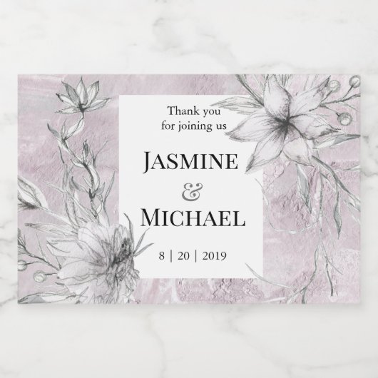 Dromerige Bloemen | Bruiloft Mousserende Wijn Labe Sparkling Wijnetiket (Enkel label)