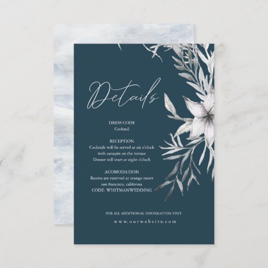 Dromerige bloemen | Details Envelopkaart Informatiekaartje (Voorkant / Achterkant)