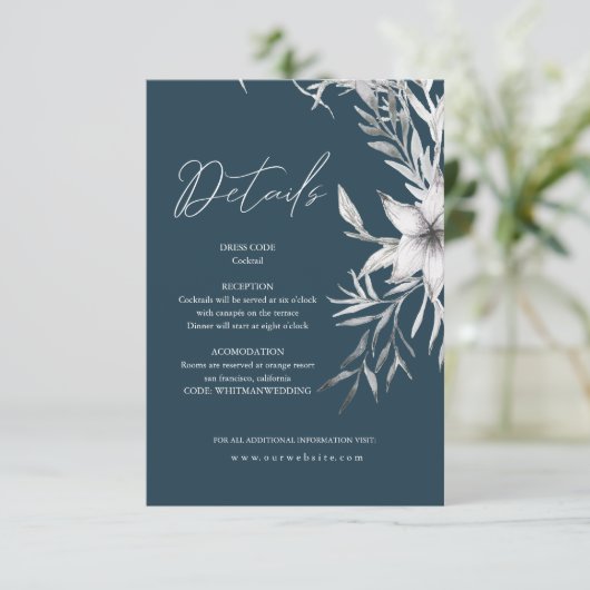 Dromerige bloemen | Details Envelopkaart Informatiekaartje (Staand voorkant)