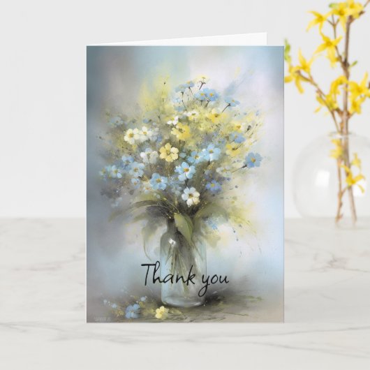 Dromerige bloemen in vaas Dank u Kaart (Gele Bloem)