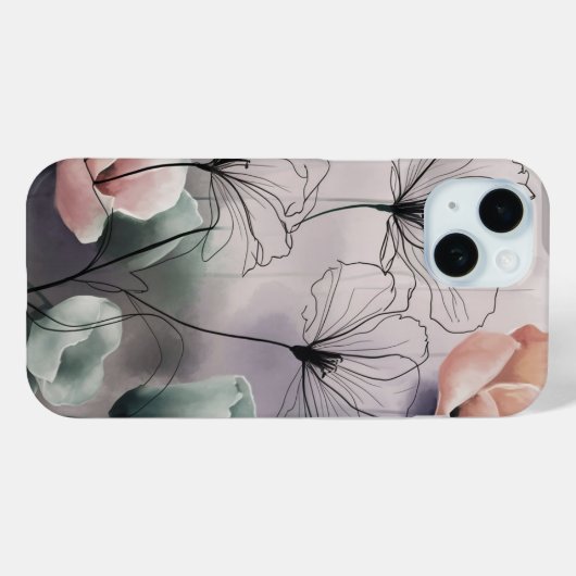 Dromerige bloemen: inkt en Waterverf elegantie Case-Mate iPhone Case (Achterkant (horizontaal))