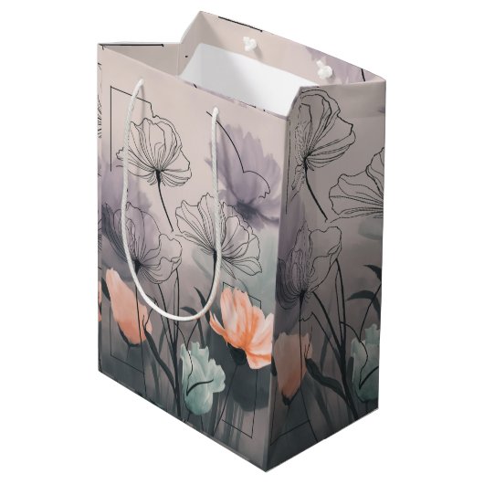 Dromerige bloemen: inkt en Waterverf elegantie Medium Cadeauzakje (Achterkant Gekanteld)