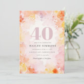 Dromerige Bloemen Pastel 40ste Verjaardag Party Kaart (Staand voorkant)