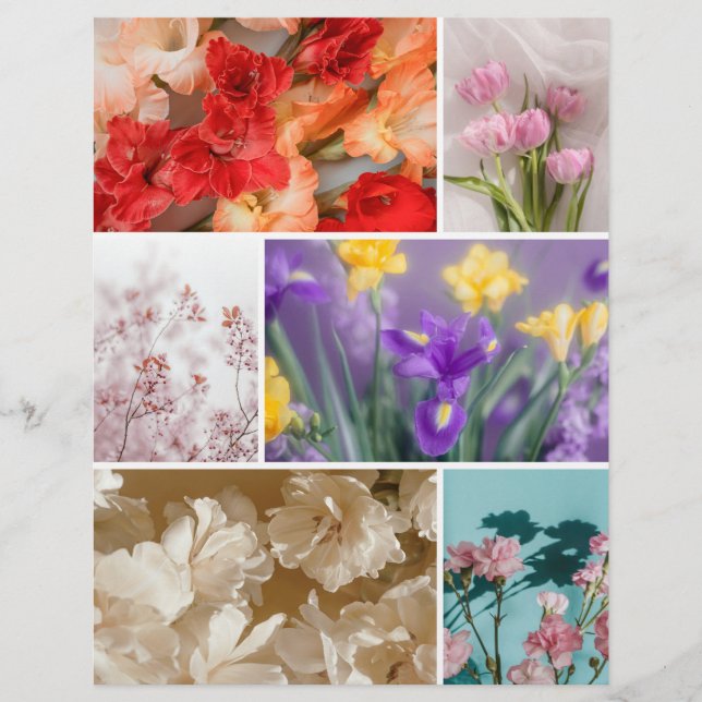 Dromerige bloemen scrapbook uitsnijdbaar papier (Voorkant)