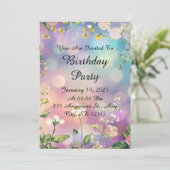 Dromerige Bloemen Verjaardag Uitnodiging (Staand voorkant)