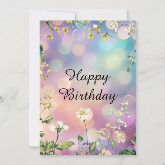 Dromerige Bloemen Verjaardag Uitnodiging (Achterkant)