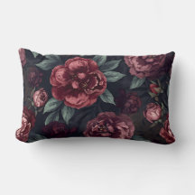 Dromerige Bloemen Waterverf Donkerrood Patroon