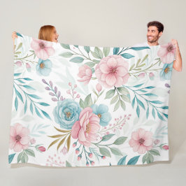 Dromerige bloemenaquarel fleece deken