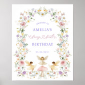 Dromerige Bloemenfee Eerste 1e verjaardag Welkom Poster (Voorkant)
