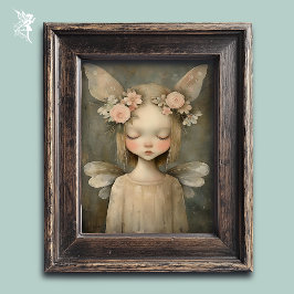 Dromerige bloemenfee in vintage pastel wandkunst poster
