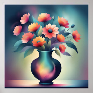 Dromerige bloemengloed poster