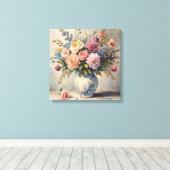 Dromerige Bloemtextuur – Zachte Bloemstijl Canvas Afdruk (Insitu (Houten vloer))