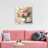 Dromerige Bloemtextuur – Zachte Bloemstijl Canvas Afdruk (Insitu (Woonkamer))