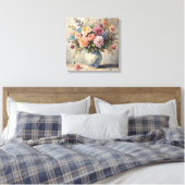 Dromerige Bloemtextuur – Zachte Bloemstijl Canvas Afdruk (Insitu (Slaapkamer))