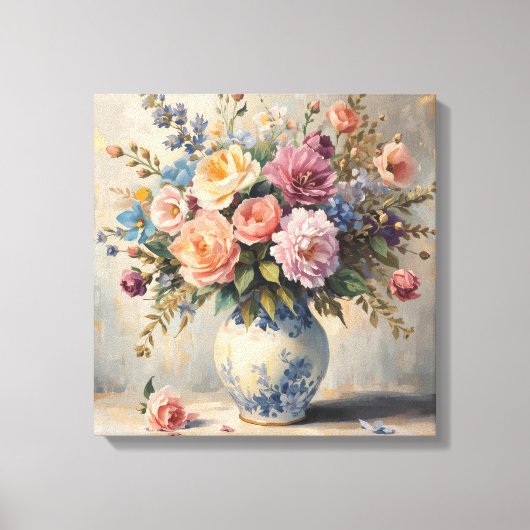 Dromerige Bloemtextuur – Zachte Bloemstijl Canvas Afdruk (Voorkant)