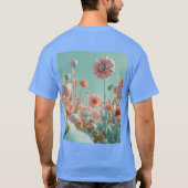 Dromerige bloesems: Hypereal Pink Flower Field T-s T-shirt (Achterkant)