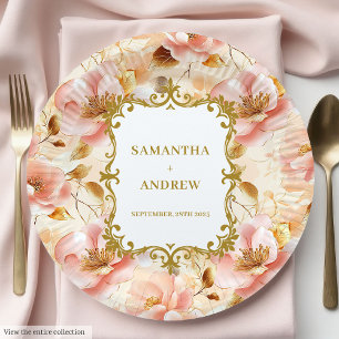 Dromerige Blush Gold Trouwpapier Borden Papieren Bordje