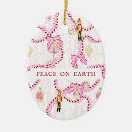 Dromerige Blush Roze Notenkraker Kersttrofee Keramisch Ornament