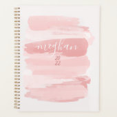 Dromerige Blush Roze Watercolor Monogram Script Planner (Voorkant)
