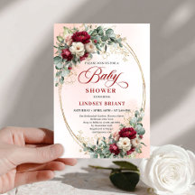 Dromerige Boheemse Diep Rode Bloemige Baby Shower