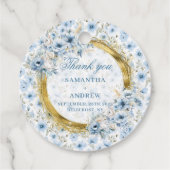 Dromerige Boheemse Lichtblauwe Gouden Bruiloftsges Bedankjes Labels (Achterkant)