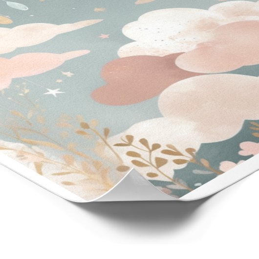 dromerige boho abstracte kunst kinder muur Poster  (Hoek)