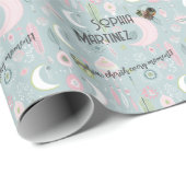 Dromerige Boho Night Sky Design met foto en naam Cadeaupapier (Rol Hoek)