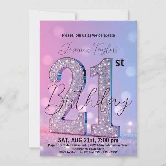 Dromerige Bokeh en Sequins 21e verjaardag Kaart (Voorkant)