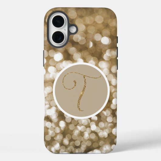 Dromerige Bokeh Gold Glitter Letter T White Cream Case-Mate iPhone Case (Achterkant)