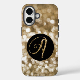 Dromerige Bokeh Gouden Glitter Letter Een Monogram iPhone 16 Hoesje