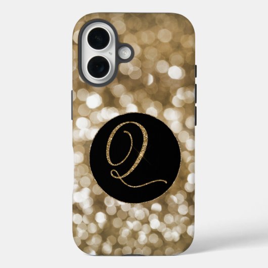 Dromerige Bokeh Gouden Glitter Letter Q Monogram Z Case-Mate iPhone Case (Achterkant)