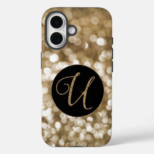 Dromerige Bokeh Gouden Glitter Letter U Monogram Z Case-Mate iPhone Case (Achterkant)