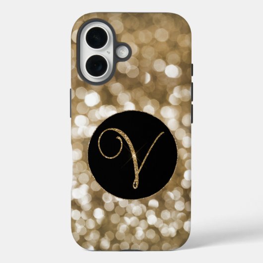 Dromerige Bokeh Gouden Glitter Letter V Monogram Z Case-Mate iPhone Case (Achterkant)