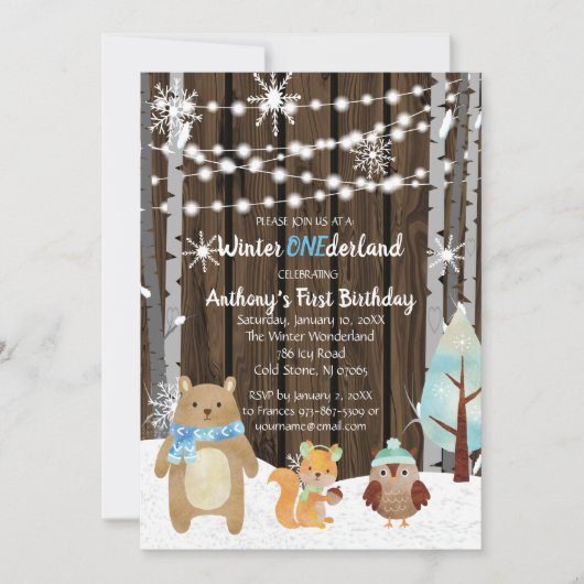 Dromerige bosdieren in het bos ONEderland verjaard Kaart (Voorkant)