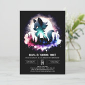 Dromerige boswolf verjaardag kaart (Staand voorkant)