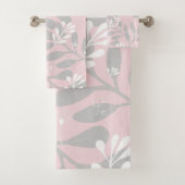 Dromerige Botanical: Roze canvas met grijze blader Bad Handdoek (Insitu)