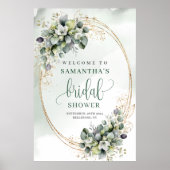 Dromerige Botanische Groene Gouden Bruiloft Feest Poster (Voorkant)