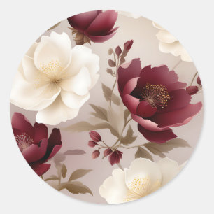 Dromerige Bourgondische bloemen Ronde Sticker