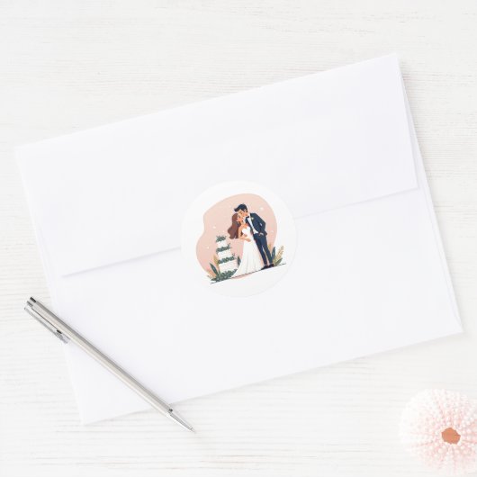 Dromerige bruidsparen Sticker (Envelop)