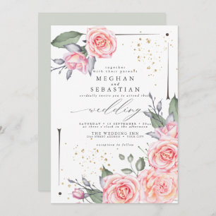 Dromerige bruiloft Waterverf Greenery Invitation Kaart